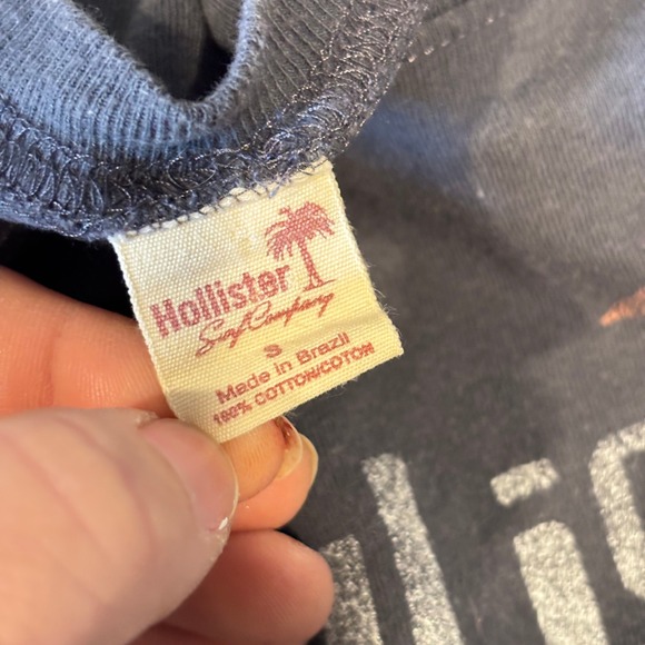Vtg Hollister Y2K Womens Shirt Top Retro Spell Out Gray Blue S Fitted 19641 - Picture 3 of 11